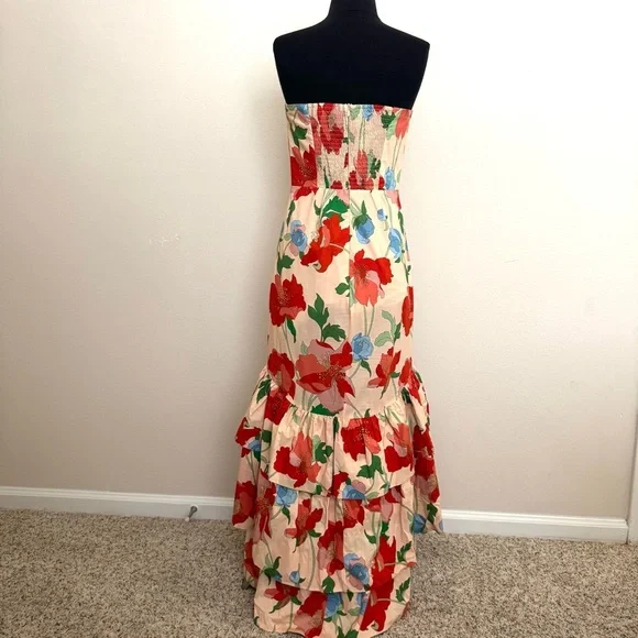 Tukernuck Hyacinth House Red Multi Floral Strapless Malory Dress Size XS - Picture 6 of 10